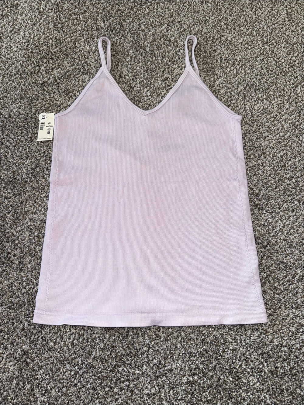 Light Pink V-Neck Ribbed Cami Top